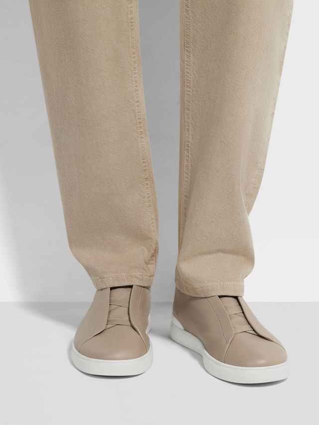 Light Taupe Triple Stitch™ SECONDSKIN Sneakers Product detail photo #1
