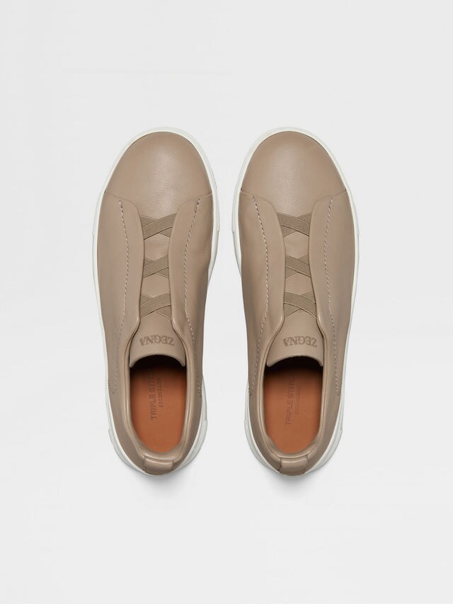 Light Taupe Triple Stitch™ SECONDSKIN Sneakers Product detail photo #3