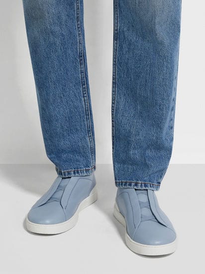 Light Blue Triple Stitch™ SECONDSKIN Sneakers FW25 35541635 | Zegna ES