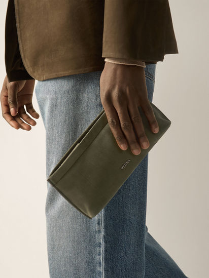 Dark Olive Green SECONDSKIN Pouch FW26 39378290 | Zegna US