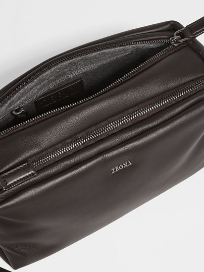 小物 ZEGNA Dark Brown SECONDSKIN Hobo Panorama Micro Bag FW25 31919873 | Zegna US