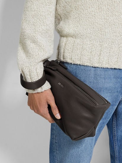 Dark Brown SECONDSKIN Pouch FW25 35553796 | Zegna US