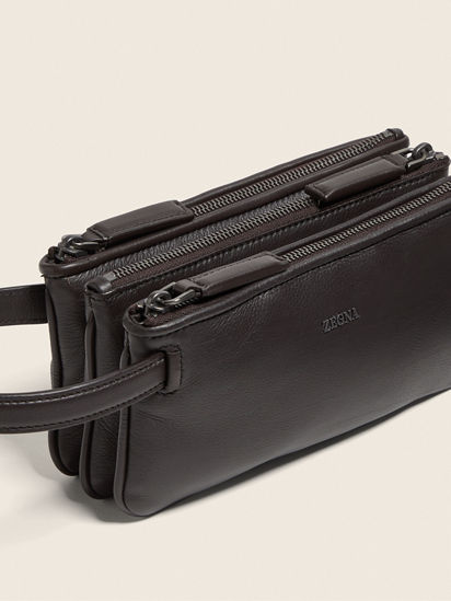 Dark Brown SECONDSKIN Pouch SS26 35820078 | Zegna ROW