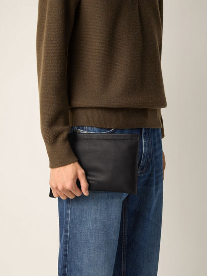 ポーチ ダークブラウン SECONDSKINポーチ FW26 37139736 | Zegna JP