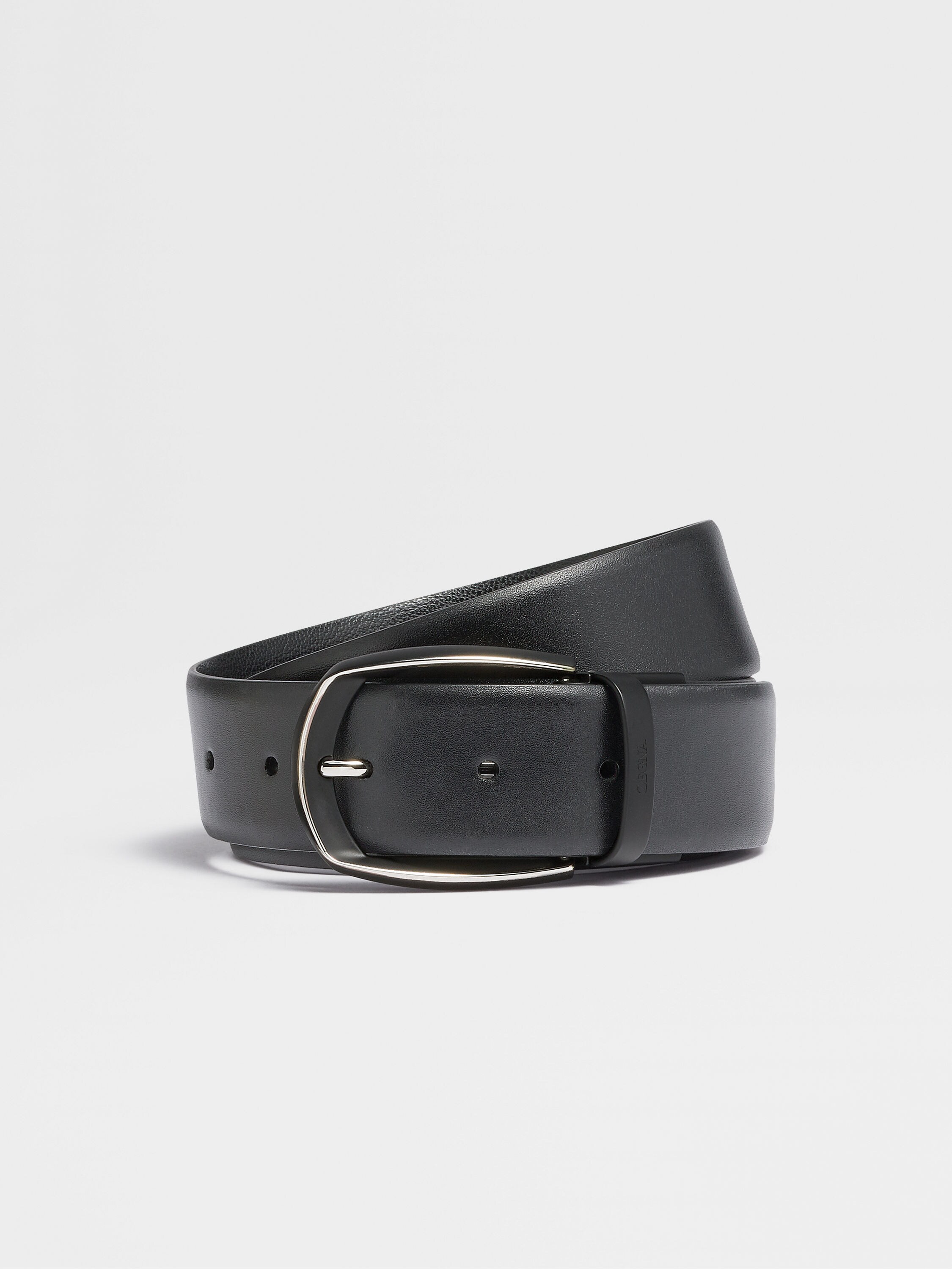 Black Leather Reversible Belt 