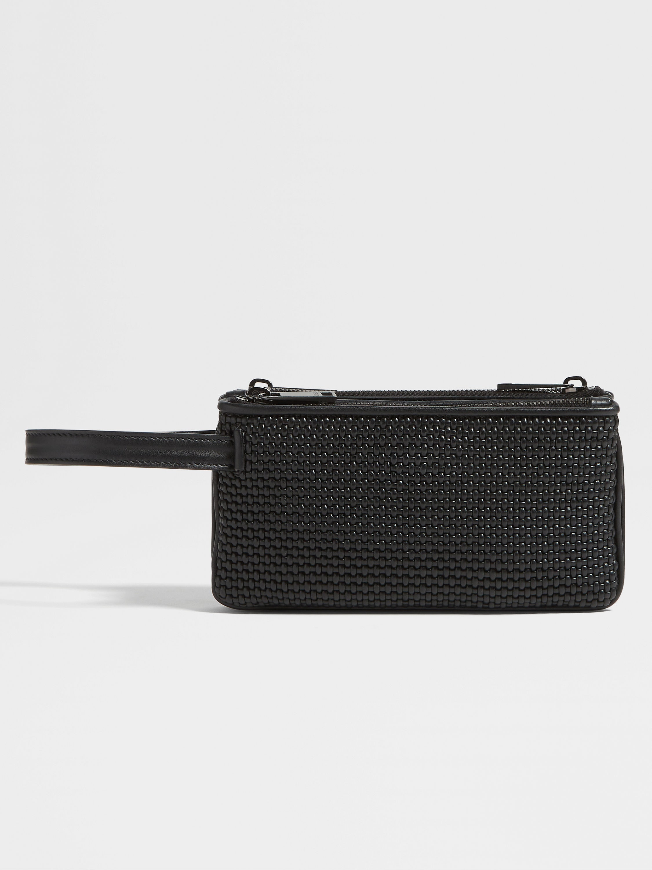 Black PELLETESSUTA™ Leather Triple Zip Pouch SS25 22976737 Black PELLETESSUTA™ Leather Triple Zip Pouch SS25 22976737