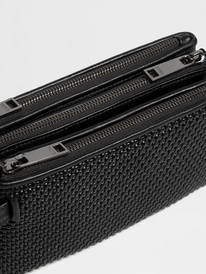 Black PELLETESSUTA™ Leather Triple Zip Pouch SS25 22976737 Black PELLETESSUTA™ Leather Triple Zip Pouch SS25 22976737