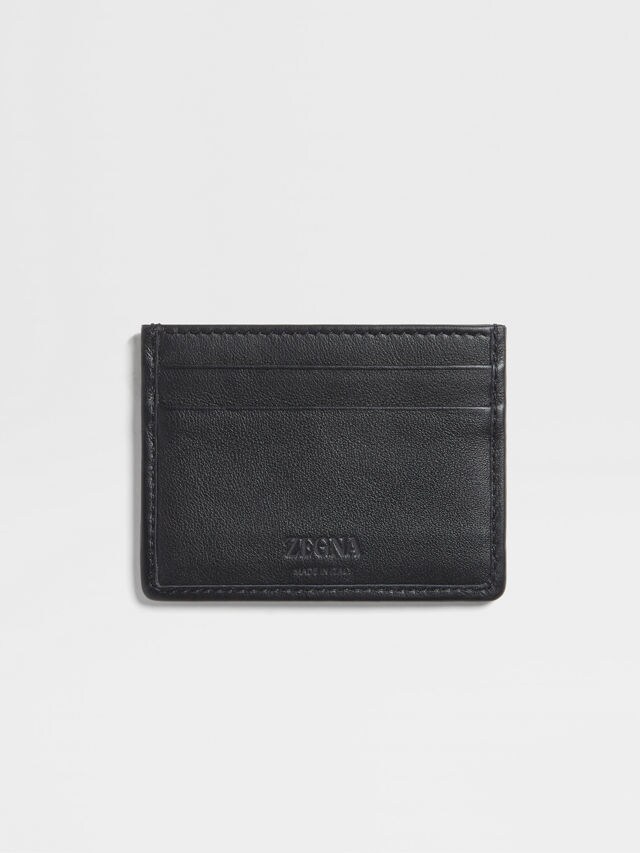 Black PELLETESSUTA™ Leather Card Case Product detail photo #2