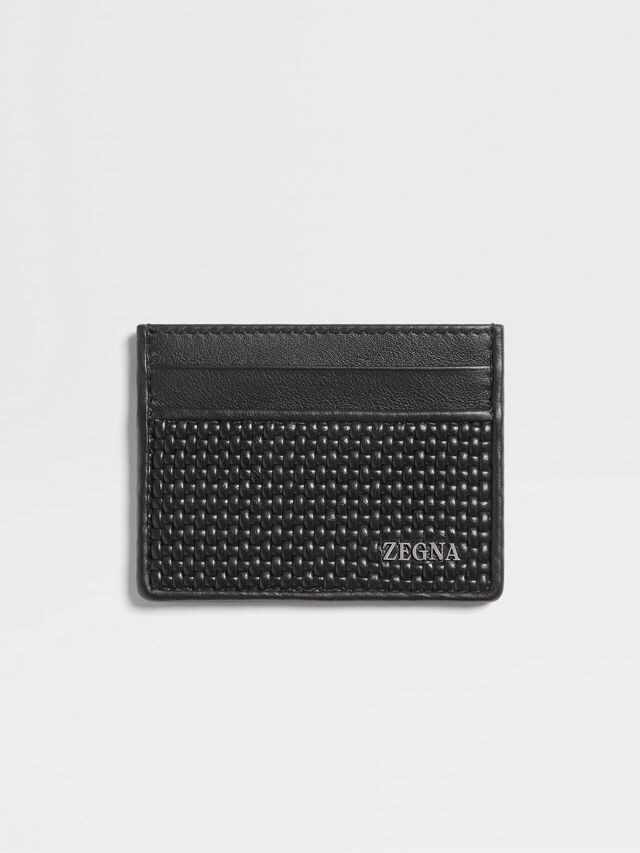 Black PELLETESSUTA™ Leather Card Case Main product photo