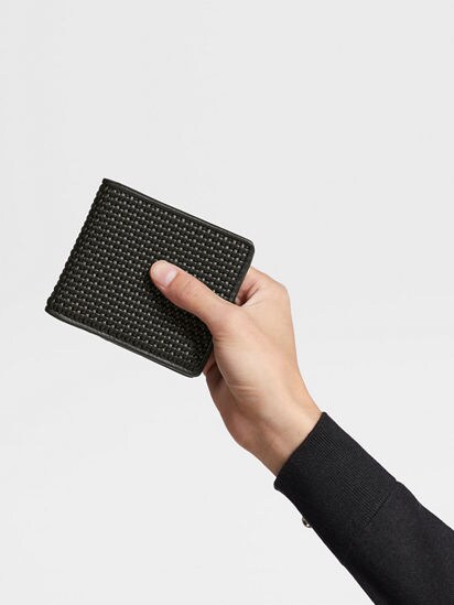 Black PELLETESSUTA™ Leather Billfold Wallet