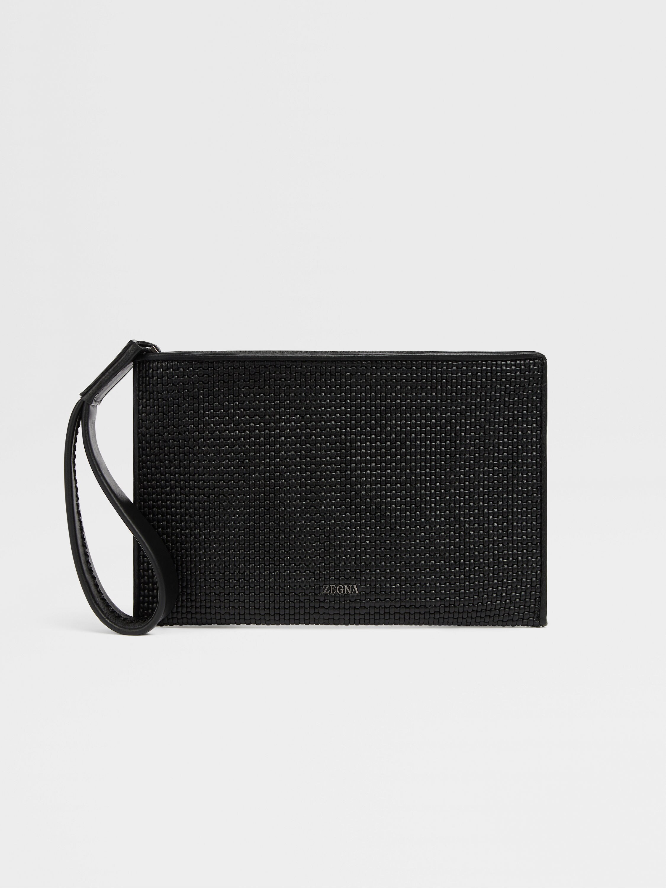 Black PELLETESSUTA™ Leather Pouch SS24 22984636 | Zegna HK