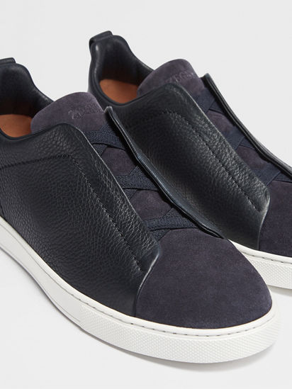 ネイビーブルーレザー&スエード Triple Stitch™スニーカー SS25 ネイビーブルーレザー&スエード Triple Stitch™スニーカー SS25