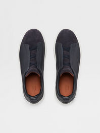 Navy Blue Leather and Suede Triple Stitch™ Sneakers SS24 