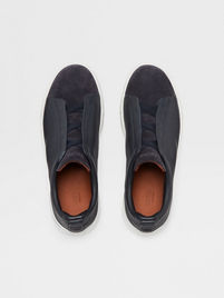 Navy Blue Leather and Suede Triple Stitch™ Sneakers SS24 