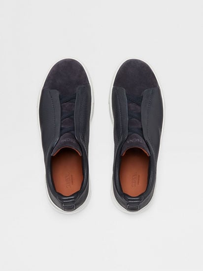 ネイビーブルーレザー&スエード Triple Stitch™スニーカー FW24 ネイビーブルーレザー&スエード Triple Stitch™スニーカー FW24