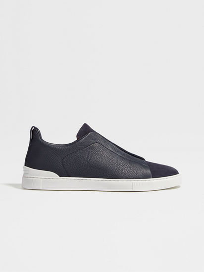 Navy Blue Leather and Suede Triple Stitch™ Sneakers FW24 22361784 | Zegna FR