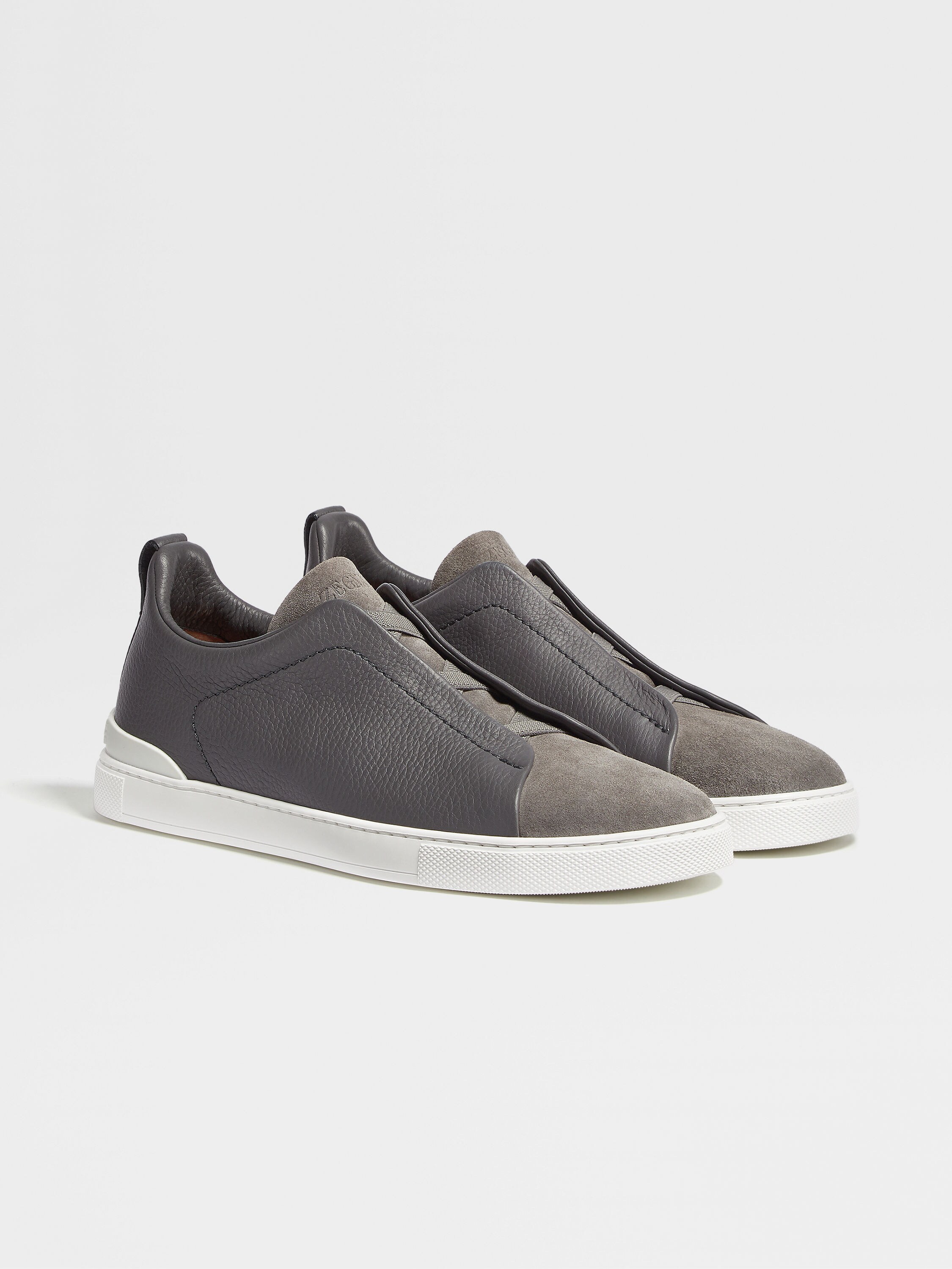 Dark Grey Grained Leather Triple Stitch™ Sneakers FW23 22361668