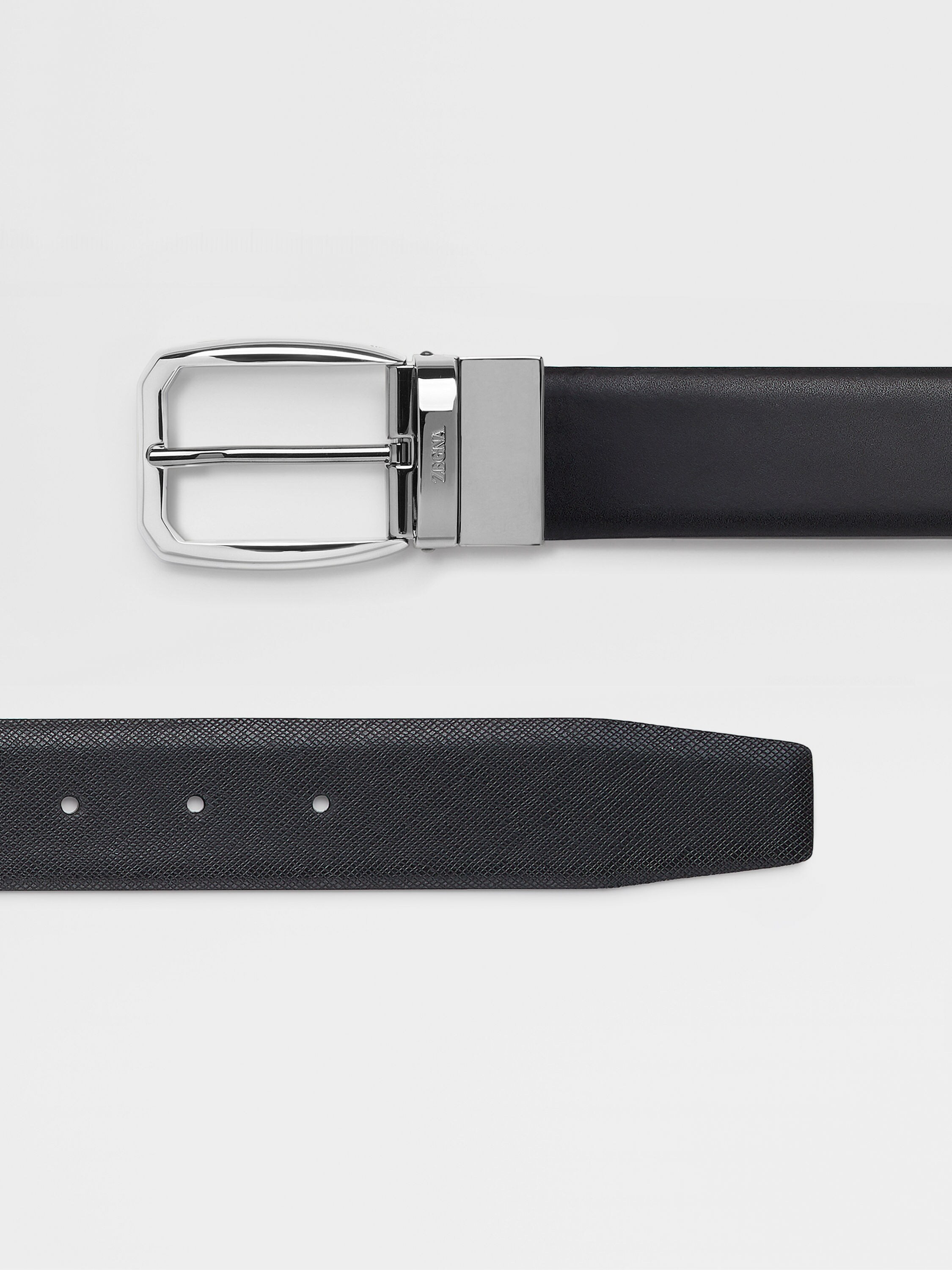 Black Reversible Leather Belt Product detail photo #1