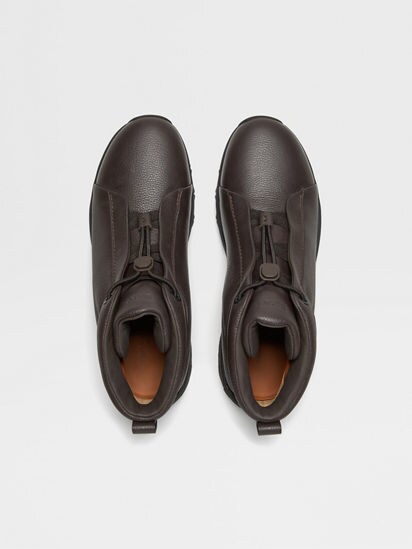 HERMES ダークブラウンレザー スニーカー HERMES エルメス クイック ローレザースニーカー ダークブラウン