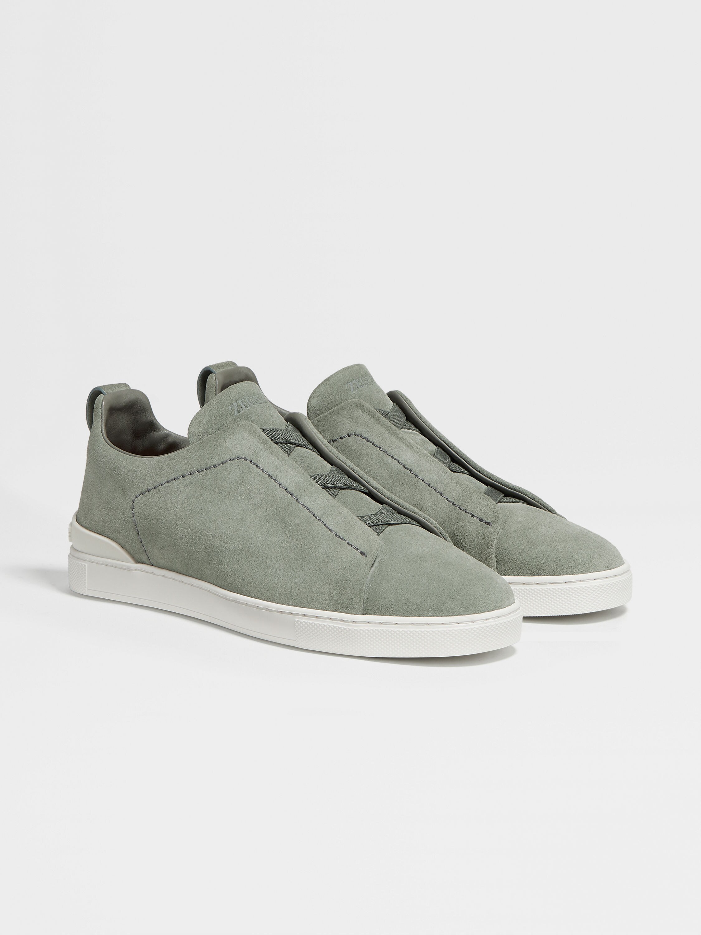 Light Green Suede Triple Stitch Low Top Sneakers FW23 22361663