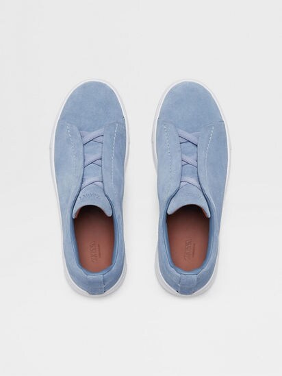 Light Blue Suede Triple Stitch Sneakers SS24 22361711 Zegna MY