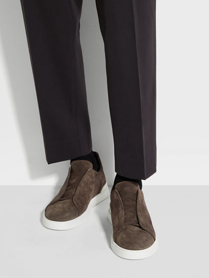 Zegna suede discount triple stitch