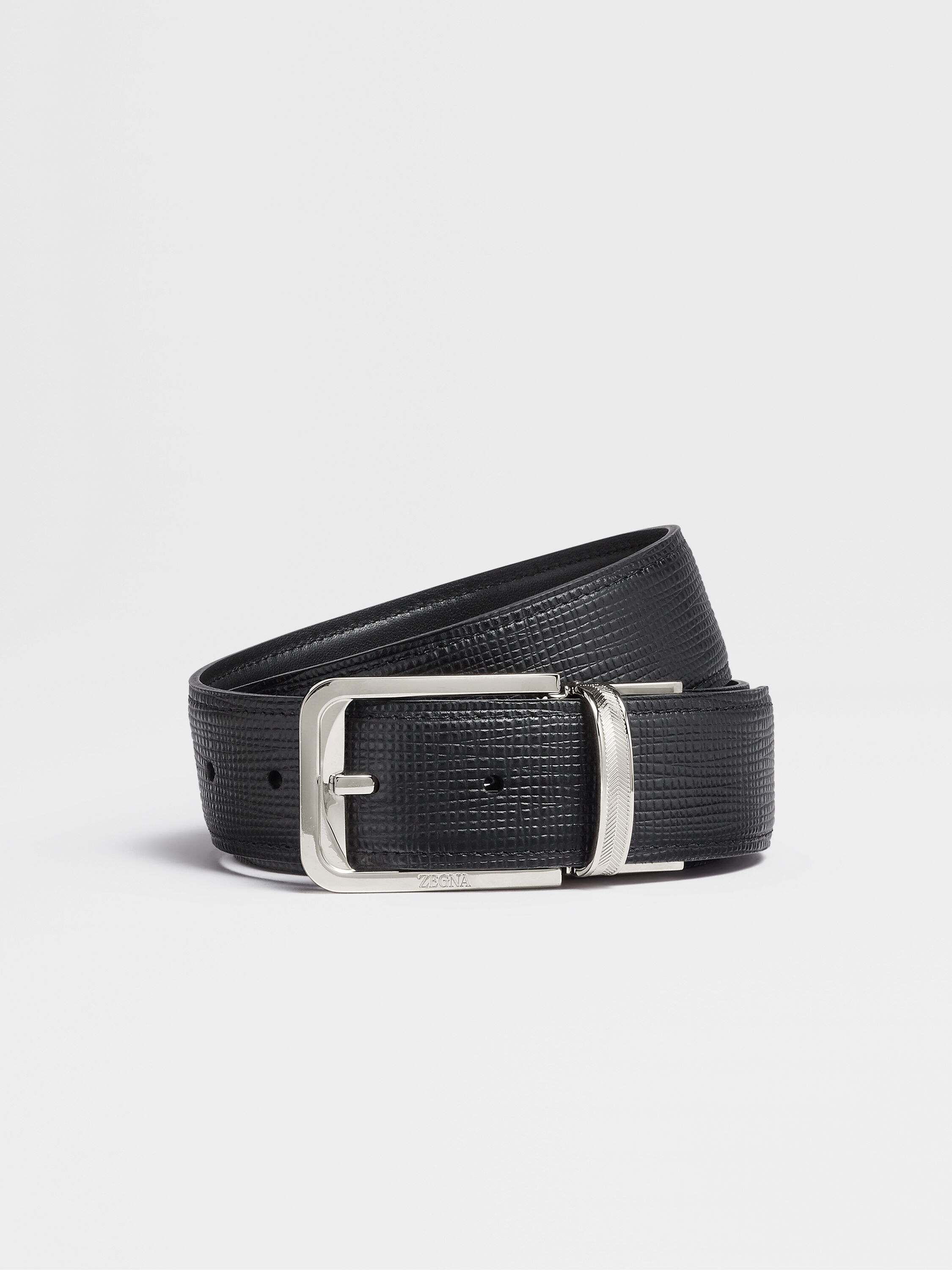 Zegna Reversible Leather Buckle Belt, Belts