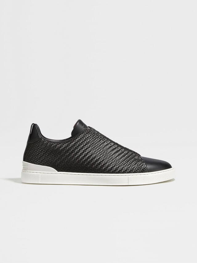 Black PELLETESSUTA™ Leather Triple Stitch™ Sneakers Product detail photo #3
