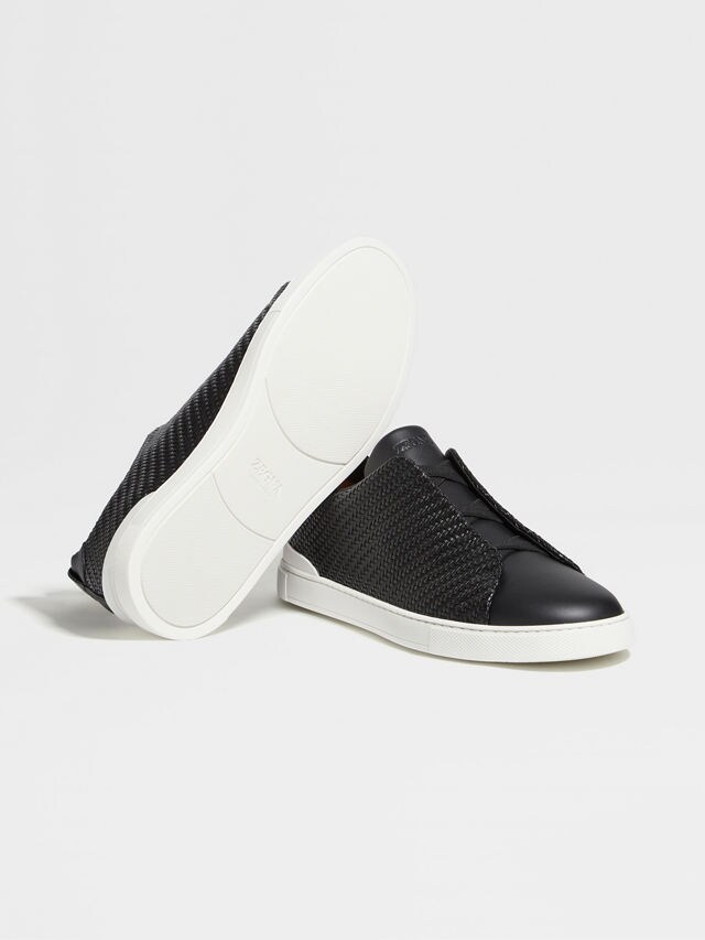 Black PELLETESSUTA™ Leather Triple Stitch™ Sneakers Product detail photo #4