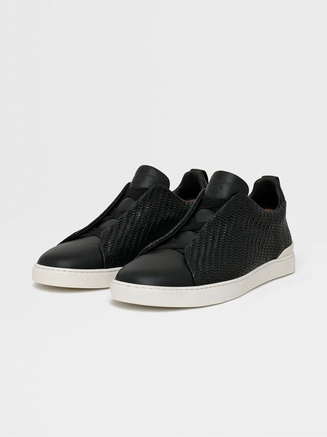 Black PELLETESSUTA™ Leather Triple Stitch™ Sneakers