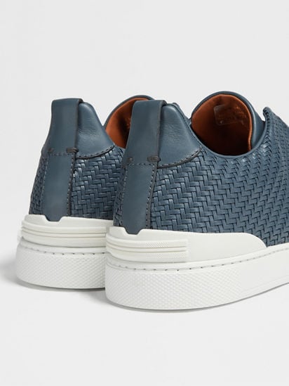 Avio Blue PELLETESSUTA Leather Triple Stitch Sneakers FW23