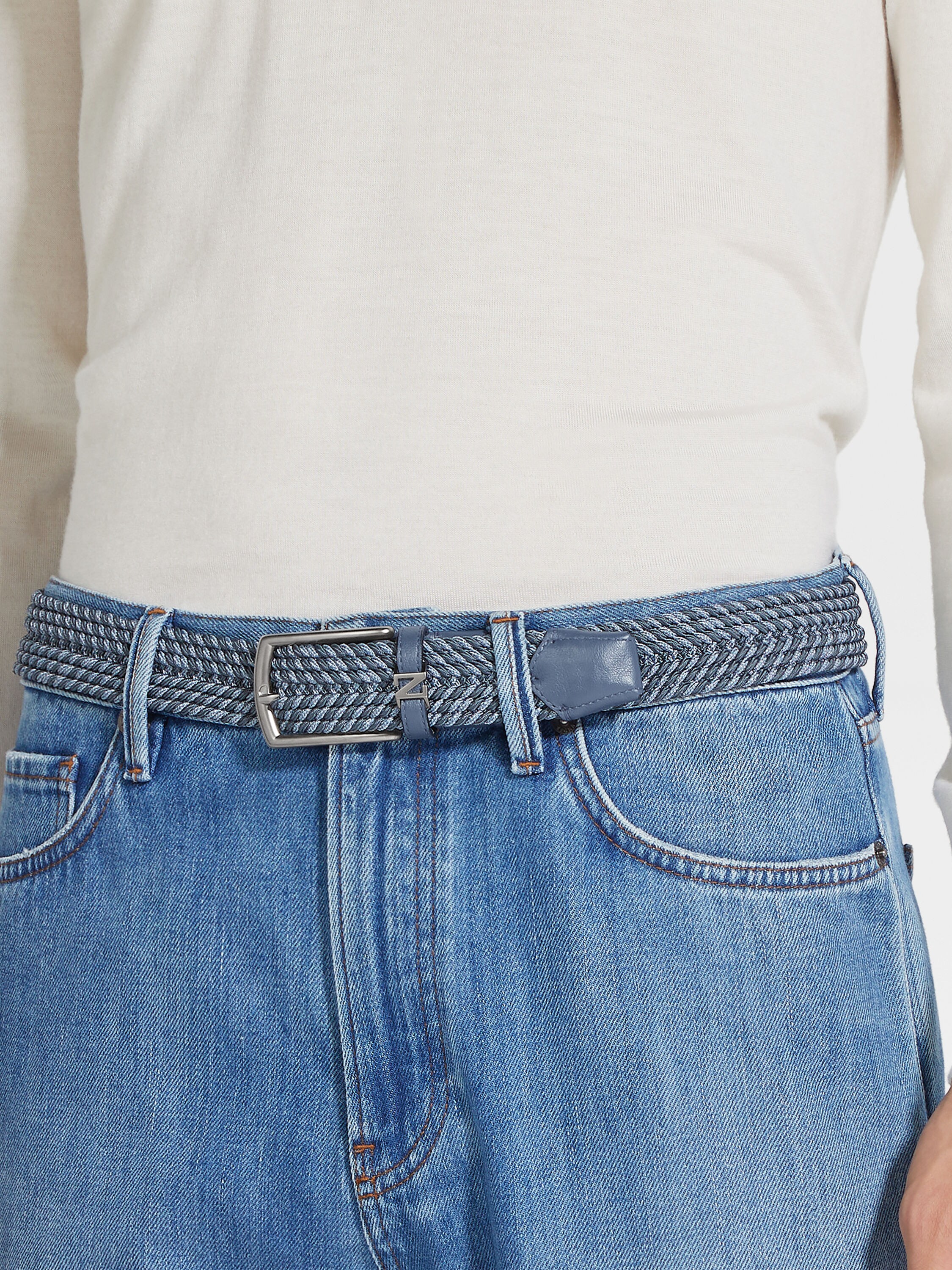Light Blue and Blue Rayon Belt Product detail photo #2