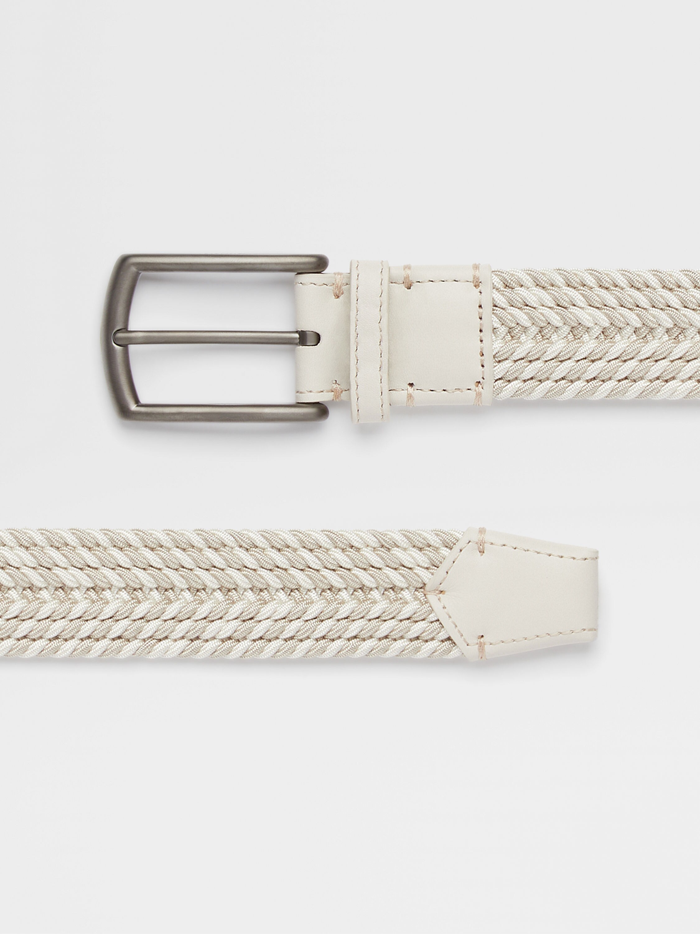 Off White Elastic Rayon Braided Belt Product detail photo #1