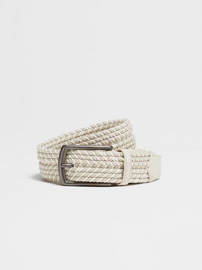 Mens white hot sale woven belt