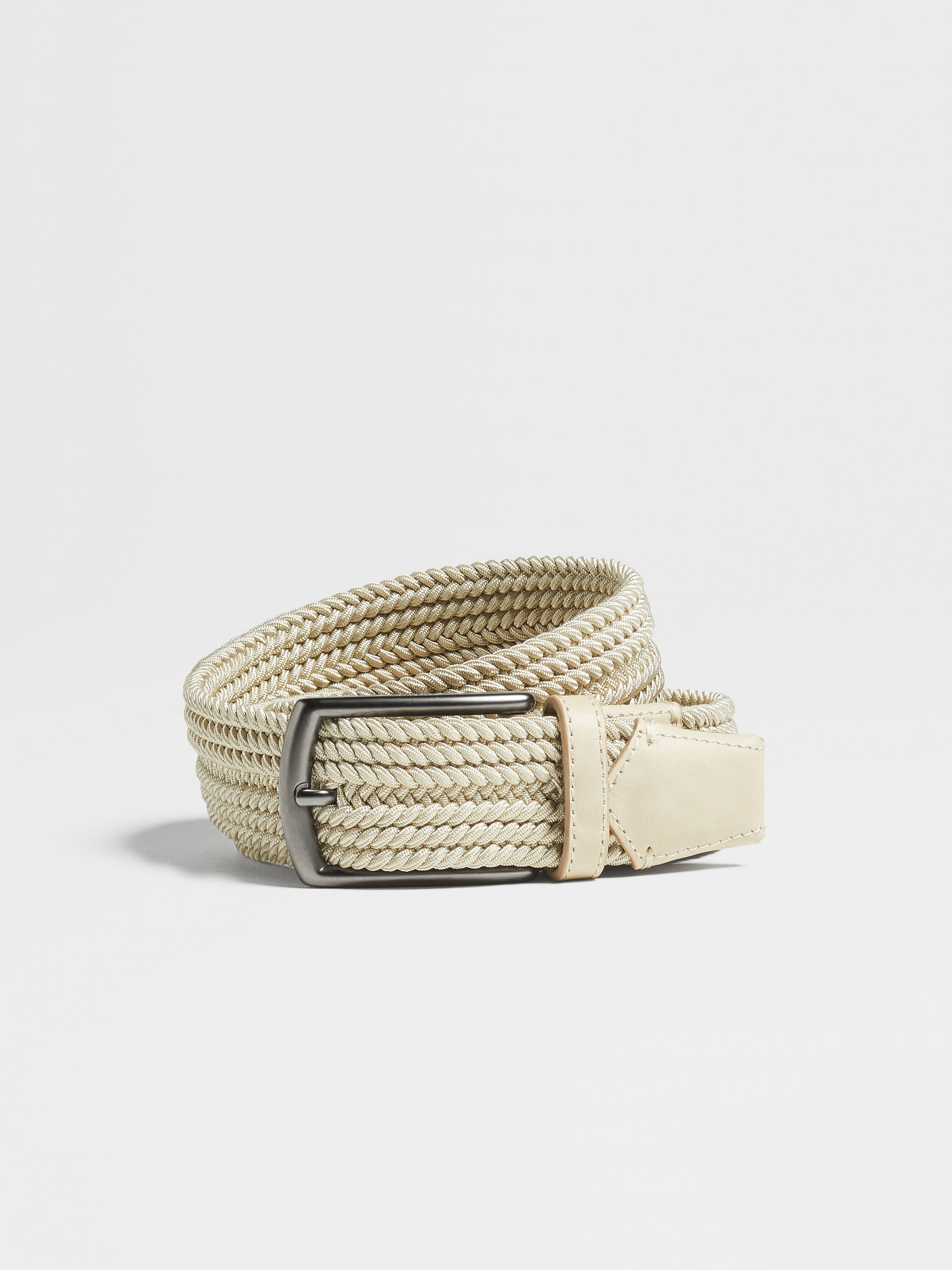 Olive Green Elastic Rayon Braided Belt SS24 26579757