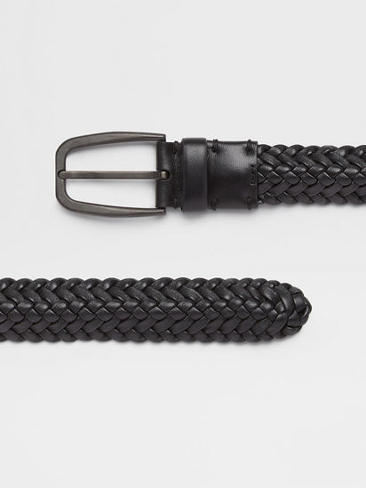 Men Woven Belt Black Braided Belt Black Leather Belt Mens Real