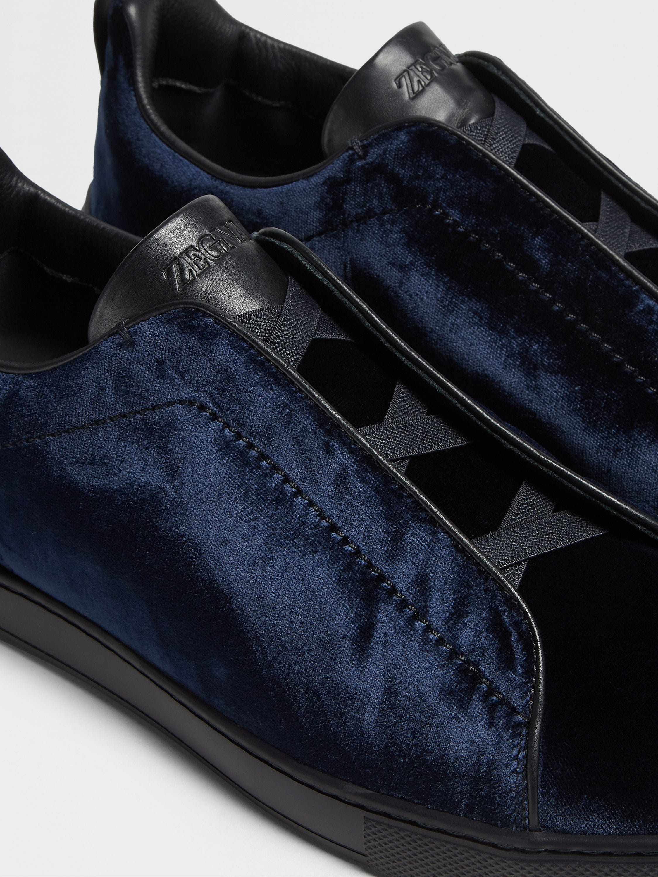 Navy Blue Velvet Triple Stitch™ Sneakers FW24 23088265 | Zegna US