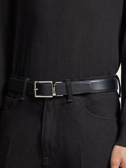 Black and Dark Brown Reversible Leather Belt FW25 22126355 | Zegna KR