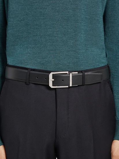 Black and Dark Brown Reversible Leather Belt SS25 22120247 Black and Dark Brown Reversible Leather Belt SS25 22120247