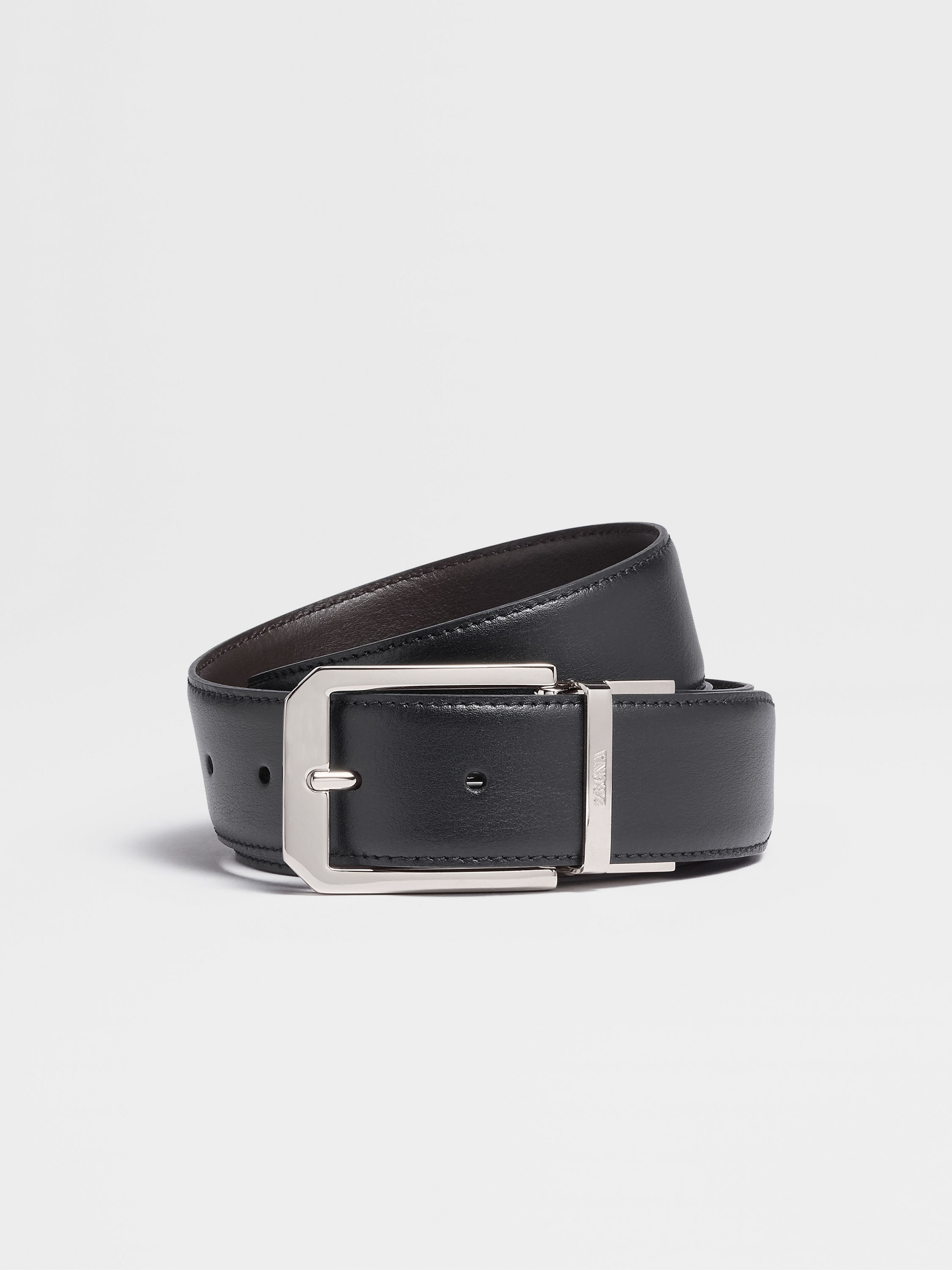 Black and Dark Brown Reversible Leather Belt SS25 22120247 | Zegna MX Black and Dark Brown Reversible Leather Belt SS25 22120247 | Zegna MX