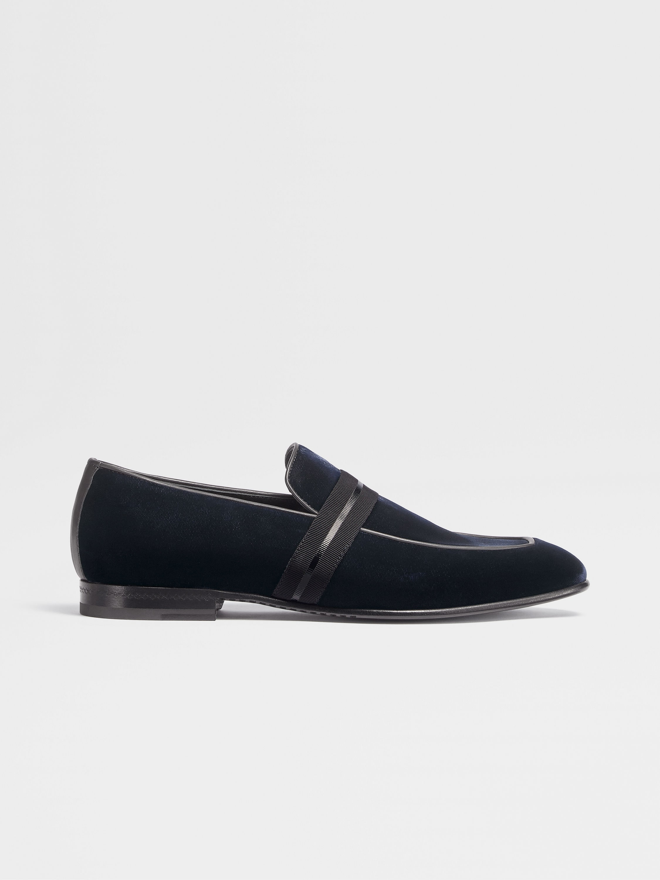 Dark Blue Velvet Lido Slip On Loafers Main product photo