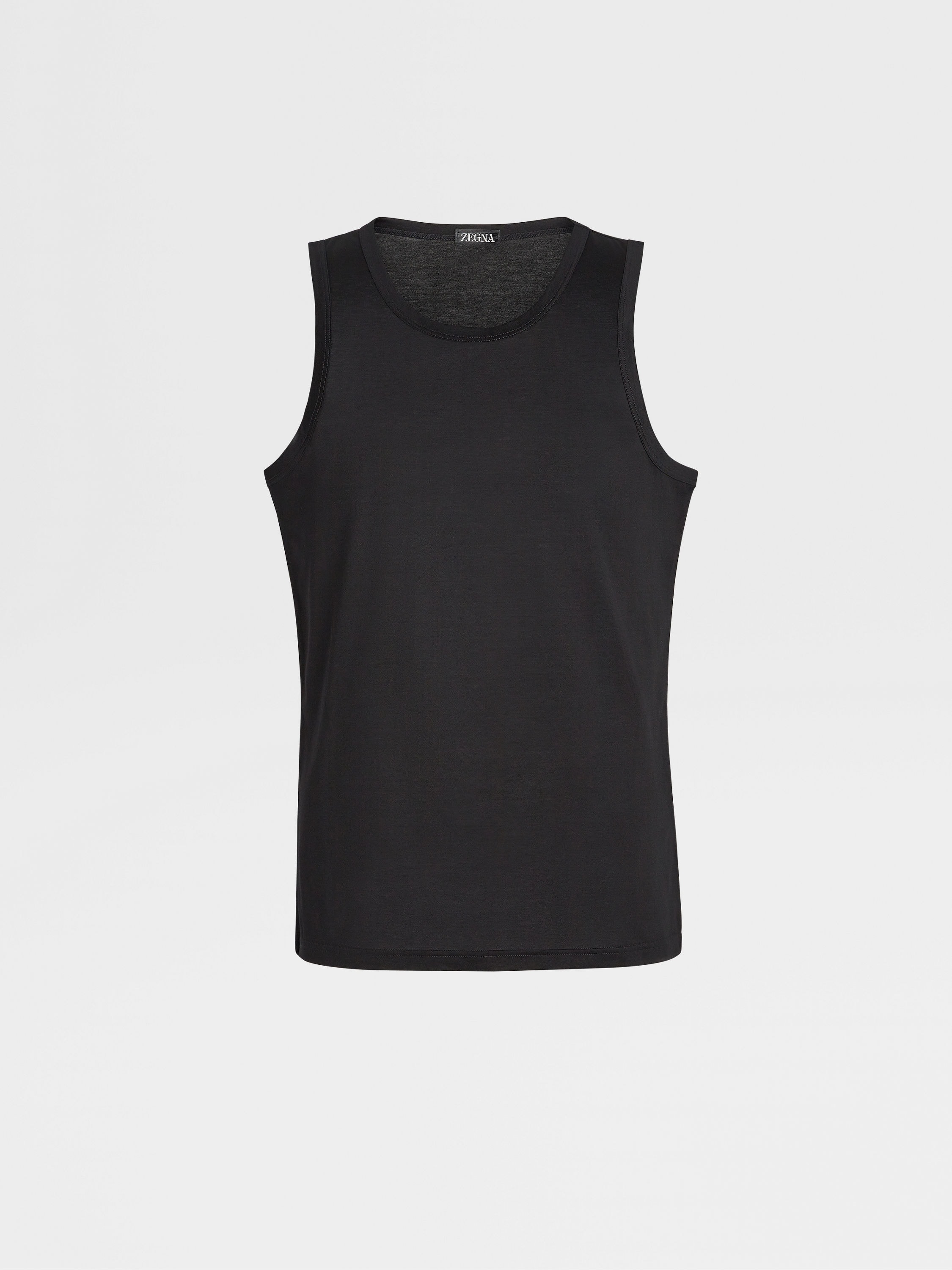 Black Cotton Tank Top Product detail photo #2
