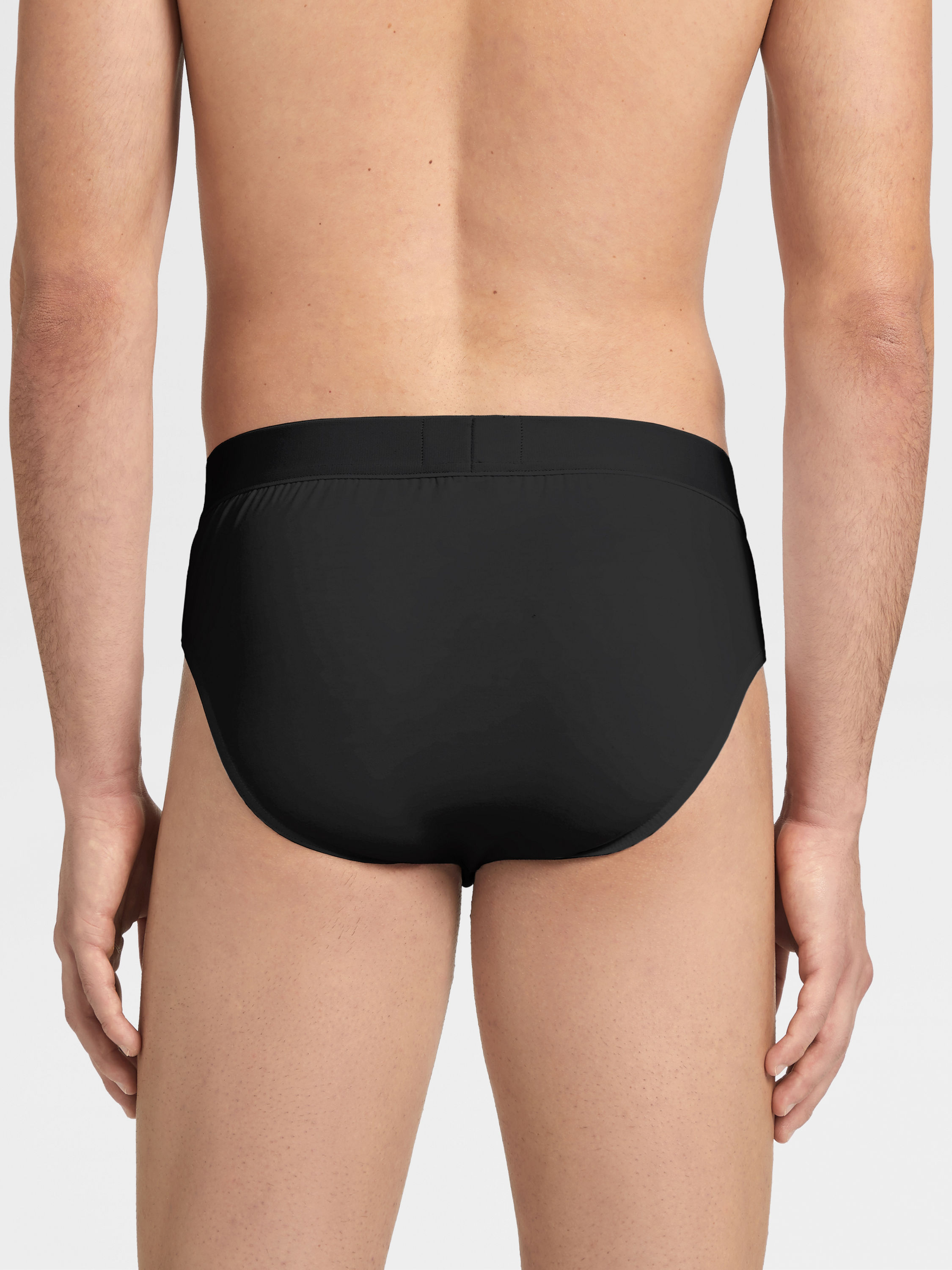 Black Stretch Cotton Midi Brief Product detail photo #2