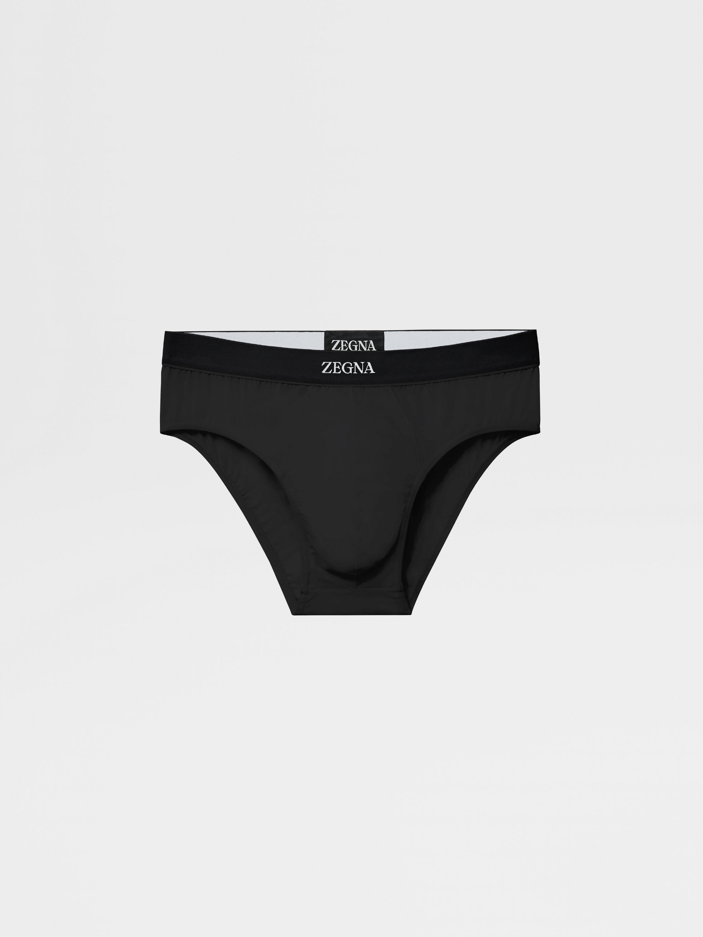 Black Stretch Cotton Midi Brief