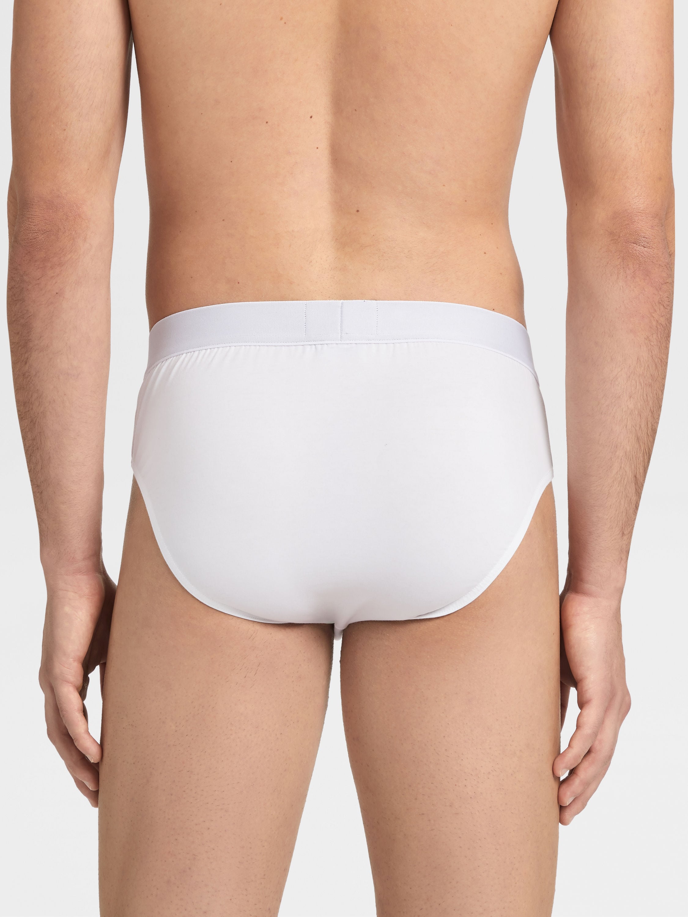White Stretch Cotton Midi Brief Product detail photo #2