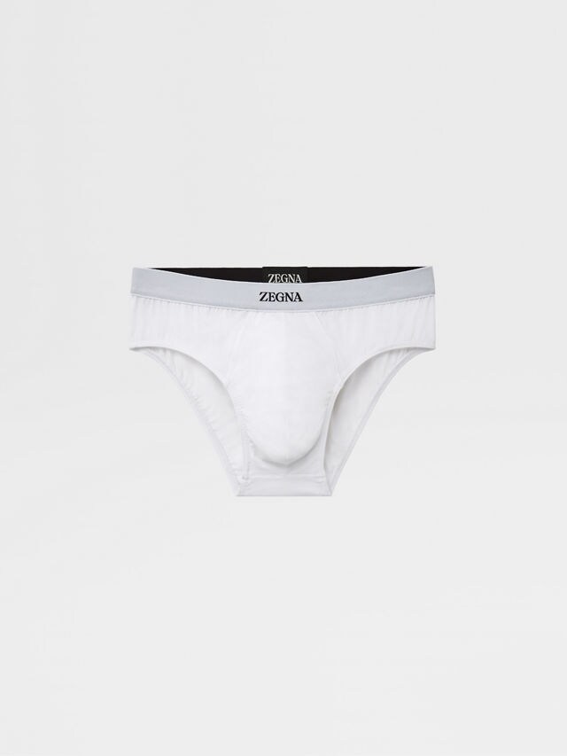 White Stretch Cotton Midi Brief Main product photo