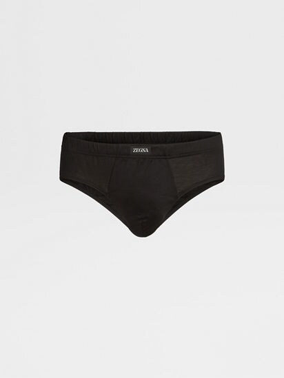 Bresciani 100% Cotton Knitted Briefs Black