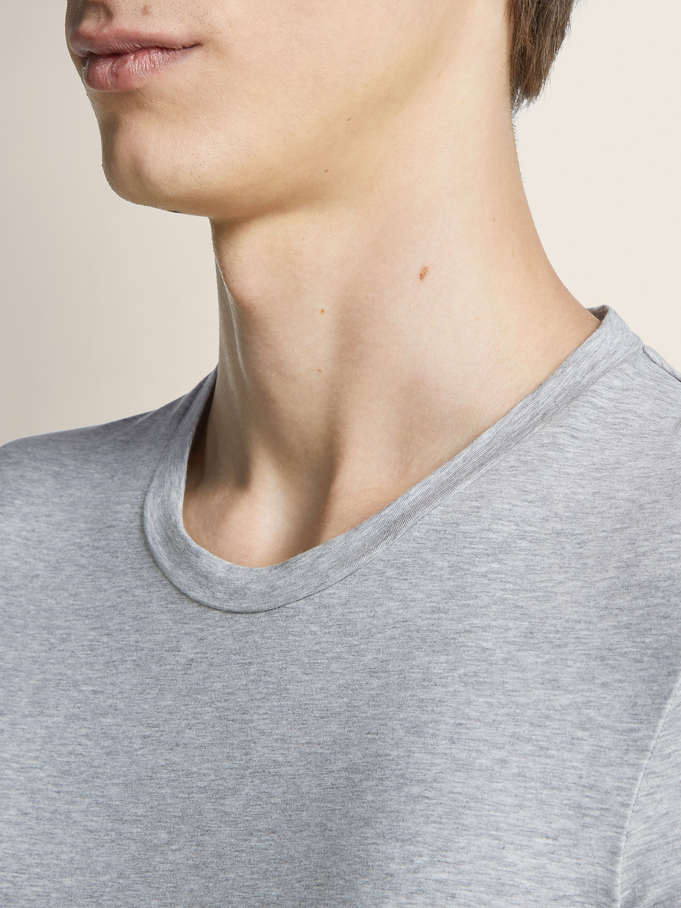 Grey Mélange Stretch Cotton T-shirt Product detail photo #1