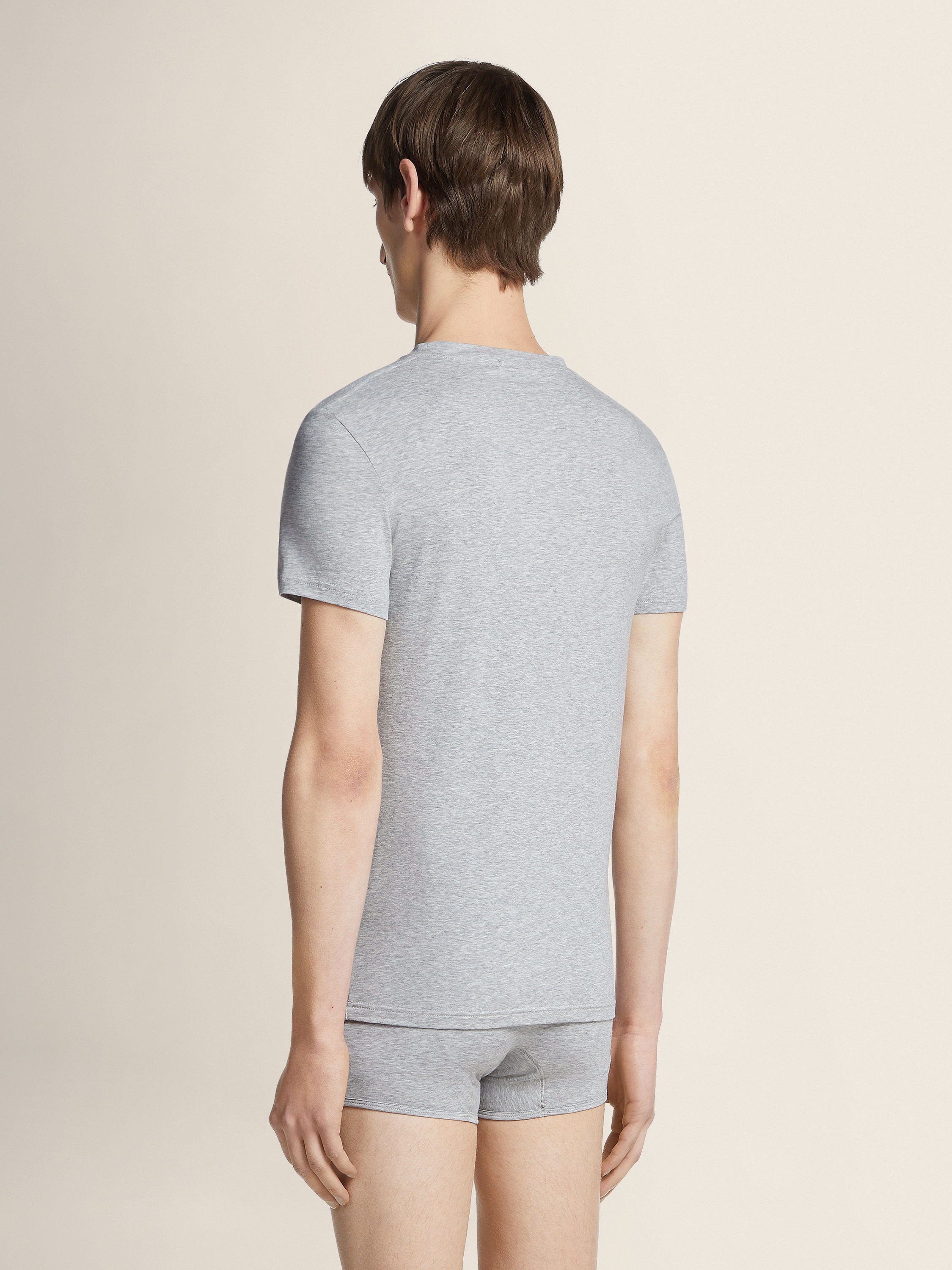 Grey Mélange Stretch Cotton T-shirt Product detail photo #3