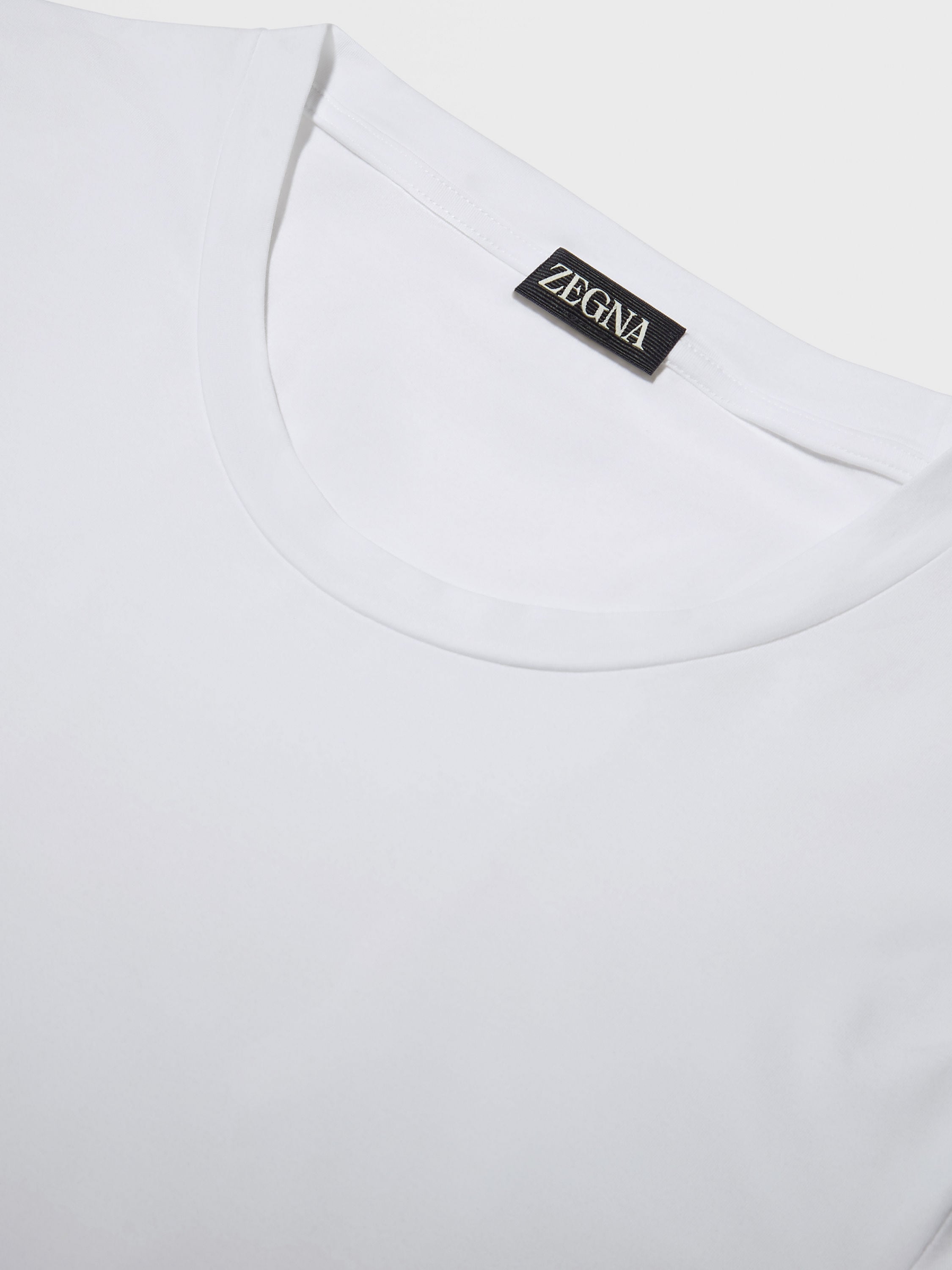 White Stretch Cotton T-shirt Product detail photo #1